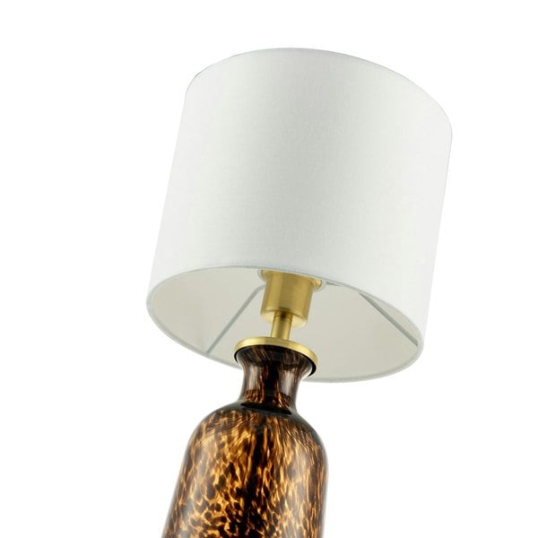 Modern Amber and Black Snowflake Speckle Glass Table Lamp with Shade Image 5
