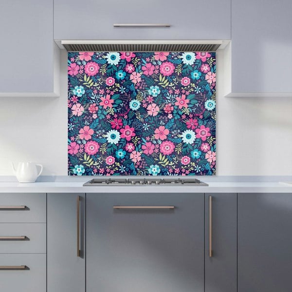 Warren Reed - Designer Cute Colourful Flower Pattern Kitchen Splashback