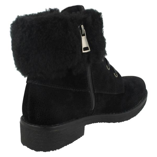 Spot On Ladies Spot On Fur Collar Ankle Boots