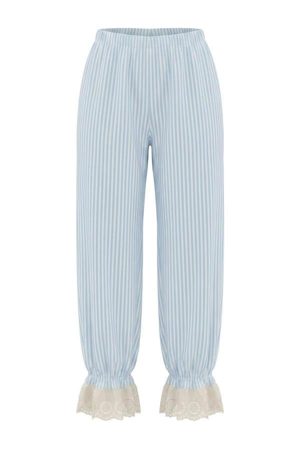 V Neck Balloon Sleeve Viscose Pyjama Set