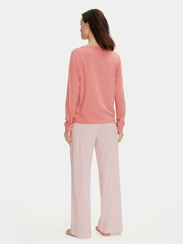 Tommy Hilfiger TH ICON Long Sleeve Jersey Pyjama Set Womens Coral Clay / Mini Geo Pink