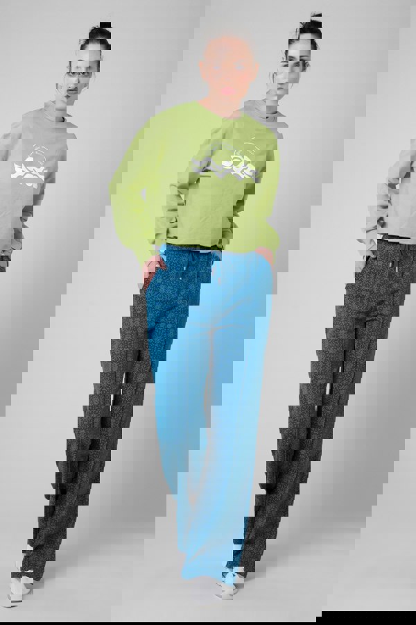 ENORSIA Raw Edge Chest Print Sweatshirt