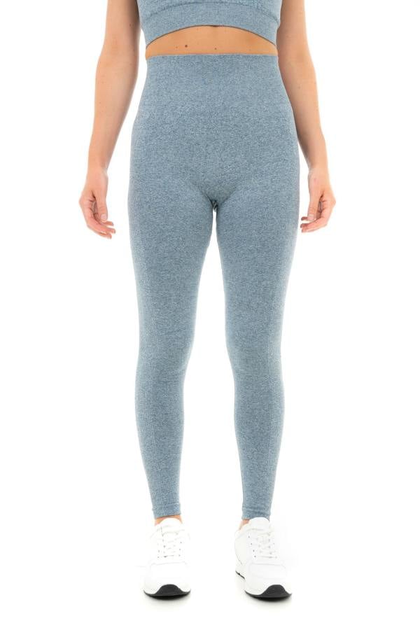 Smart Living Women's High Waist Solid Marl Leggings with Bum Lift - Blue Marl