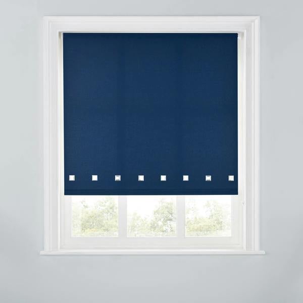 A.Unique Home Trimmable Square Eyelet Roller Blind - 2FT - NAVY - 60cm(W)x170cm(L)