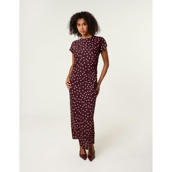 Blue Vanilla Spot Ruched Side Dress