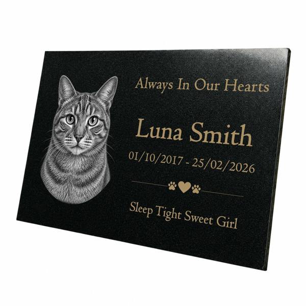 Memorials Direct Cat Memorial Granite Photo Plaque