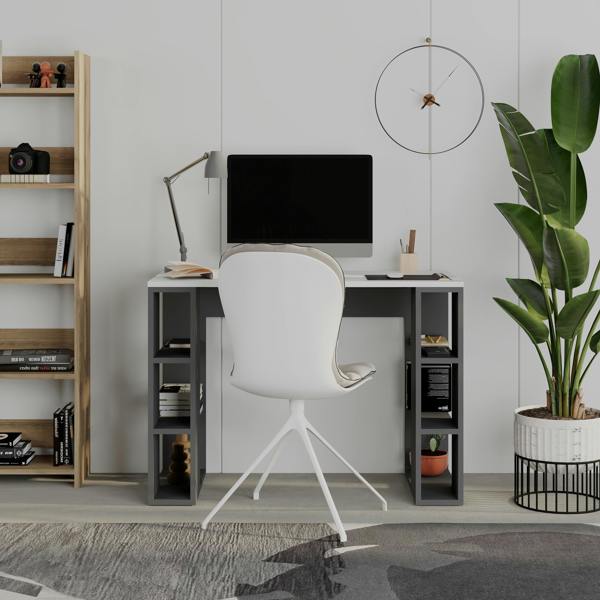 Decortie Modern Colmar 106cm Working Desk Particleboard 3 Open Shelves Wall Fix H75xW106cm