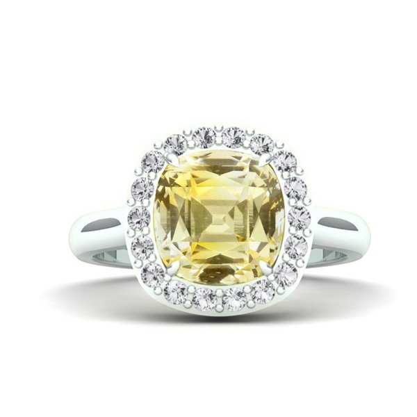 Gemdaia 4 Carat Yellow Sapphire & Diamond Halo Ring 