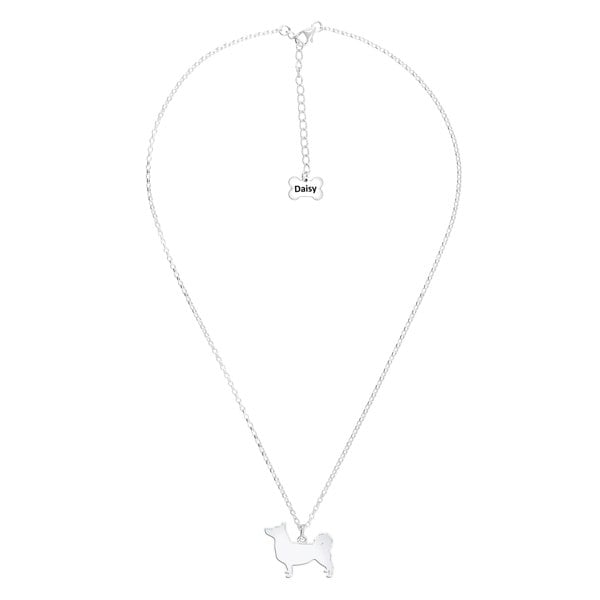 Mylee London Swedish Vallhund Silhouette Silver Necklace - Personalised