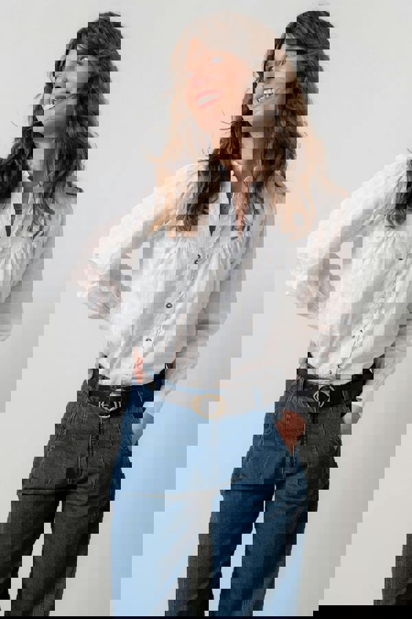 Wayfaring Organic Cotton Check Blouse White | Lily and Me Clothing