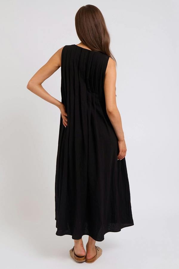 Urban Bliss Tie Front Linen-Blend Pleated Maxi Dress
