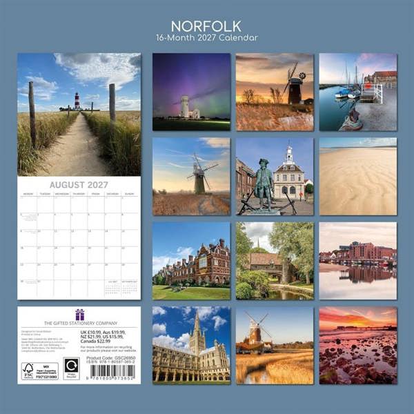 Norfolk Calendar 2027, Wall Calendars, Month To View, Travel, Gift