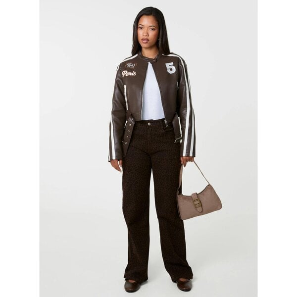 Pink Vanilla Contrast Belted Biker Jacket