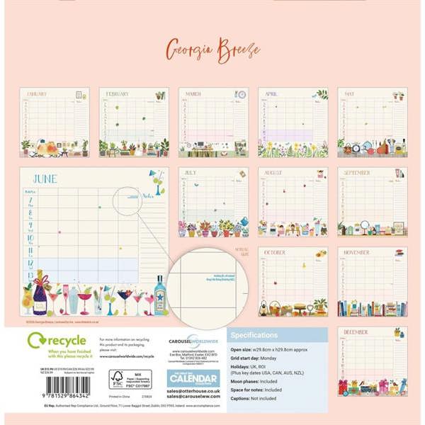 Georgia Breeze Family Organiser 2027, Family Planners, Week To View, Art, Gift