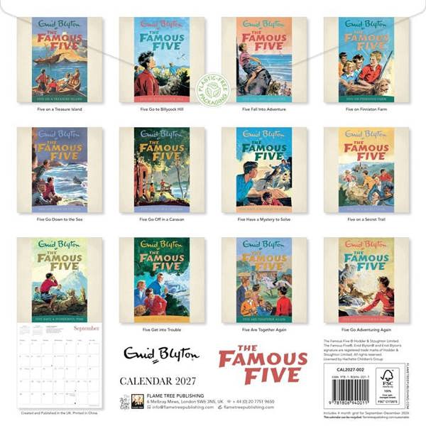 The Famous Five Calendar 2027, Wall Calendars, Month To View, History & Literature, Gift