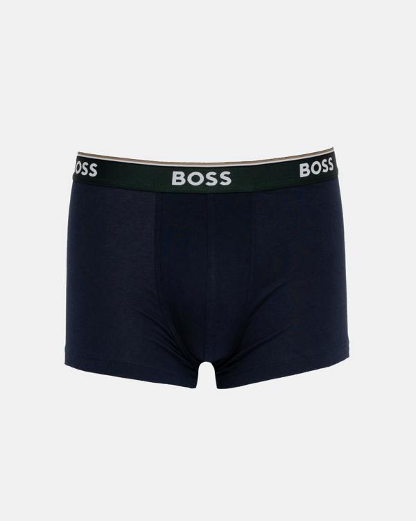 BOSS Orange Mens Three - pack of stretch - cotton trunks with logo waistbands - Open Red 645 | CHO | Designer Mens Underwear