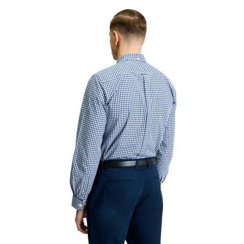 Ben Sherman Mens Signature Gingham Long-Sleeved Shirt - Dark Blue