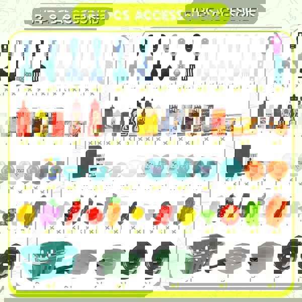 deAO Toys GREEN Kids Play Kitchen Set Pretend Cooking Toy