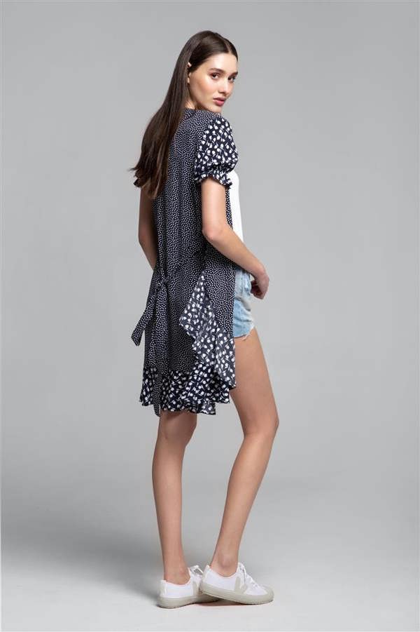 Rumour London Myla ruffled wrap dress with short sleeves in floral print