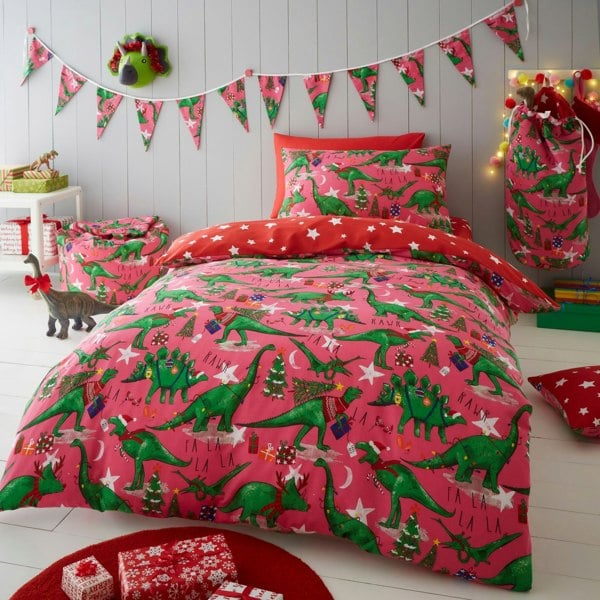 Festive Dinosaur Christmas Bedding - Happy Linen Company