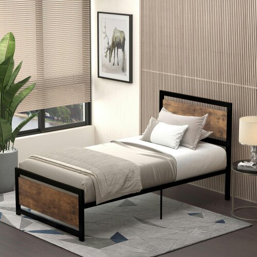 Wyld Haus Lemisa 3FT Single Metal Bed Frame with Headboard and Footboard