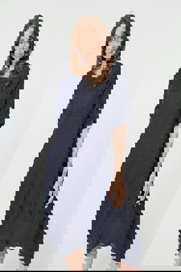 Navy | Oversized 3/4 Sleeve Midi Dress