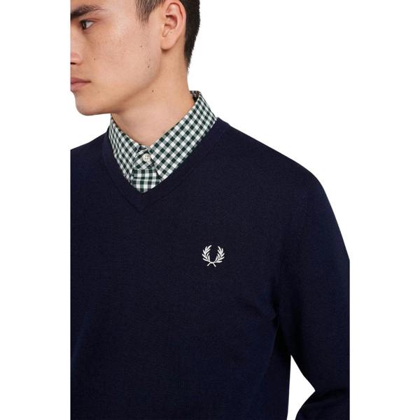Fred Perry Classic V-Neck Navy Blue Jumper XS
