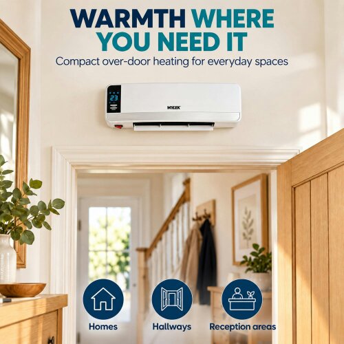 MYLEK Overdoor Heater 2kW Electric Air Curtain with Thermostat & Timer