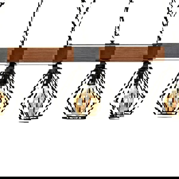 Milagro Ulf Hand Made Wall Lamp Matt Black Cage Natural Wood Rugged Industrial Chic