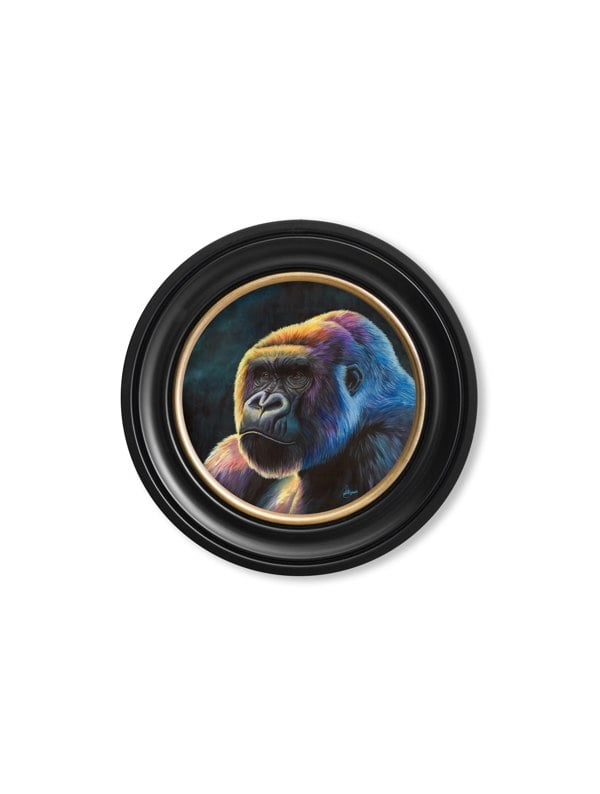 T.A Interiors Gorilla Print 'Power' by Amy Ansell - Oxford Round Frame