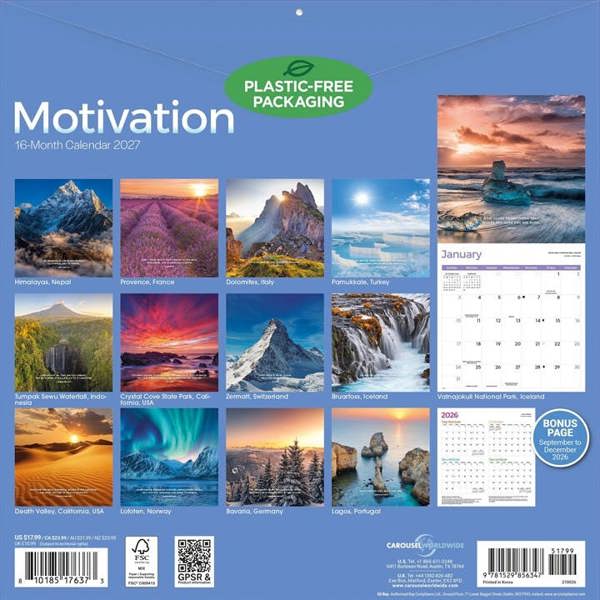 Motivation Calendar 2027, Wall Calendars, Month To View, Lifestyle, Gift