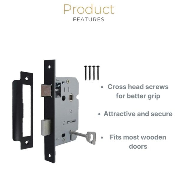 EDH Door Hardware 3 Lever Sash Lock – Mortice Door Lock - Multiple Finishes