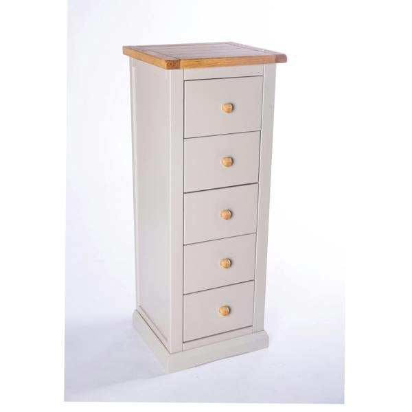 Cabinet Bits Loreo 5 Drawer Narrow Chest of Drawers Wood Knob