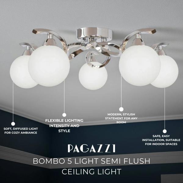 Pagazzi Lighting Bombo 5 Light Semi Flush Ceiling Light