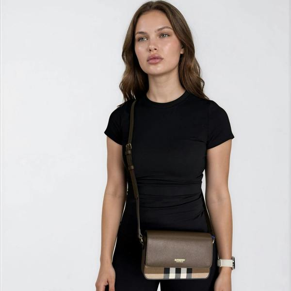 Burberry 'New Hampshire' Leather Shoulder Bag Ebony Brown - chancefashionco