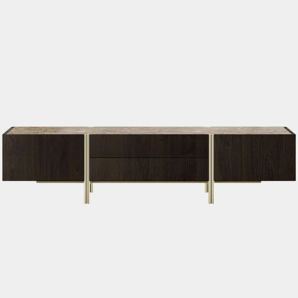 The Private Label Edge TV Cabinet with Marble & Aged Brass