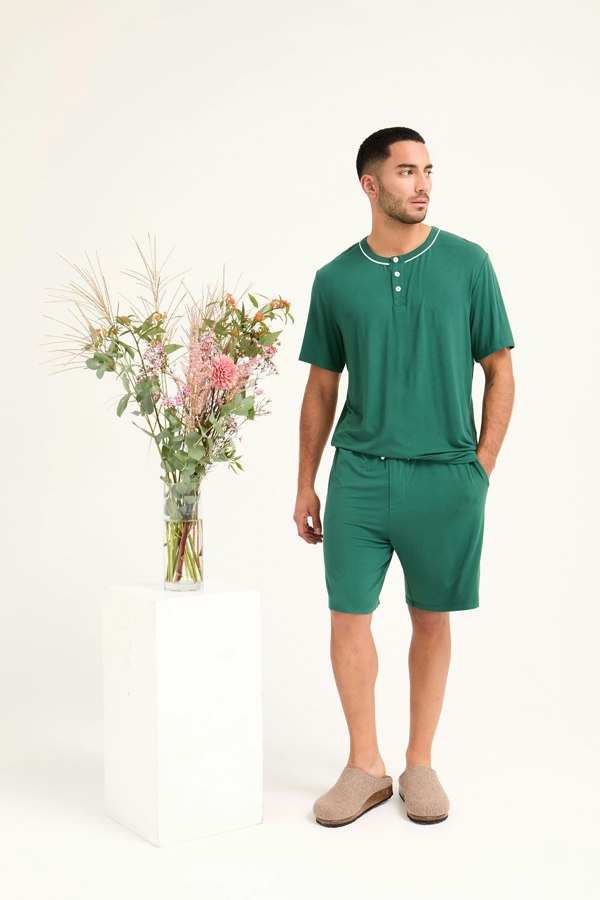 Mister You Bamboo Short Pyjama Set in Green