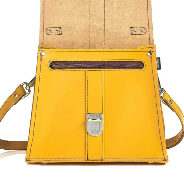 Zatchels Handmade Leather Cross Body Bag - Yellow Ochre