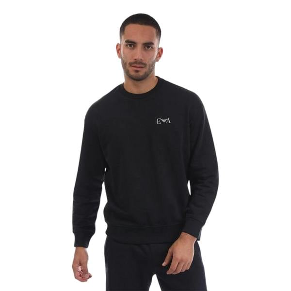 Emporio Armani EA7 Mens Ribbed Long-Sleeved Sweatshirt - Navy Blue - 