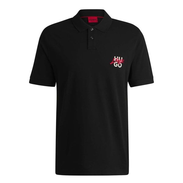 Hugo Mens Double Logo Polo Shirt - Black