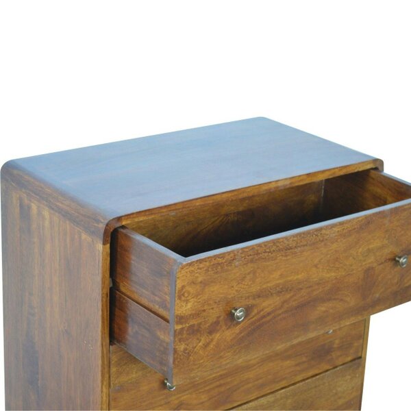 Wyld Haus Ostuni Rustic Curved Mango Wood Chestnut Chest 3 Drawer