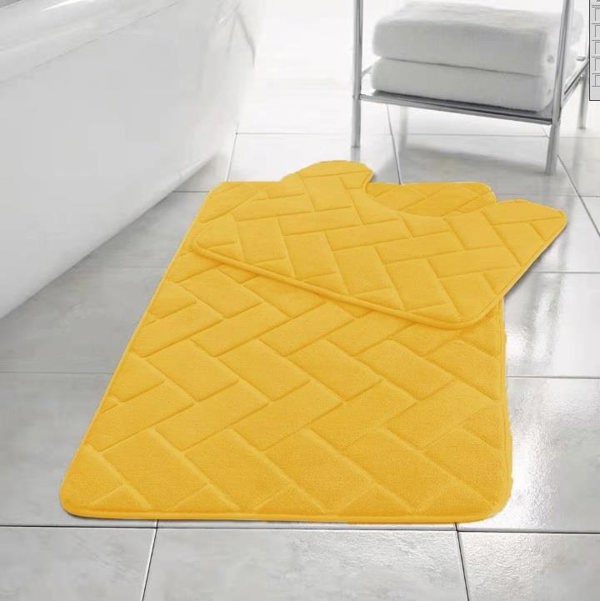 HomeSpace Direct Memory Foam Blocks Anti Slip Bath Mat Set 2 Piece