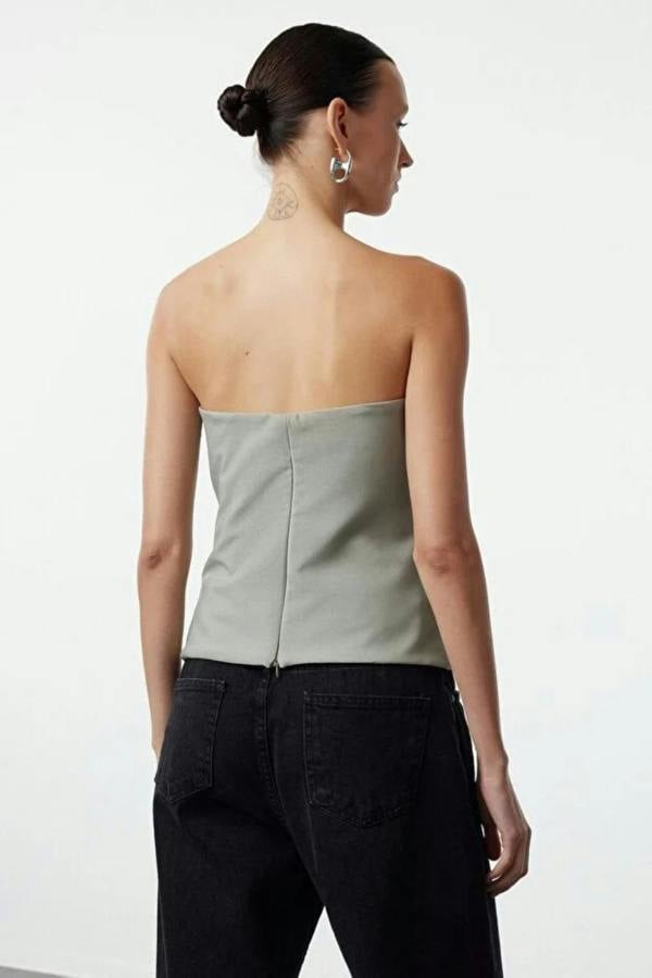 Hoxton Gal Strapless Fitted Draped Woven Blouse