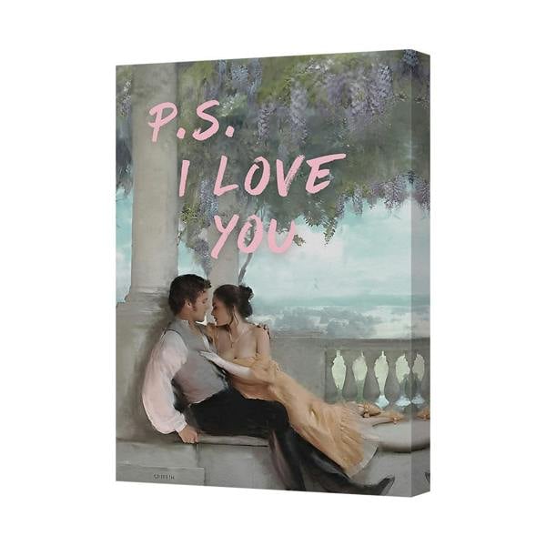 Benjamin Tate Design P.S. I Love You Canvas Wall Art Print Romantic Couple On Balcony