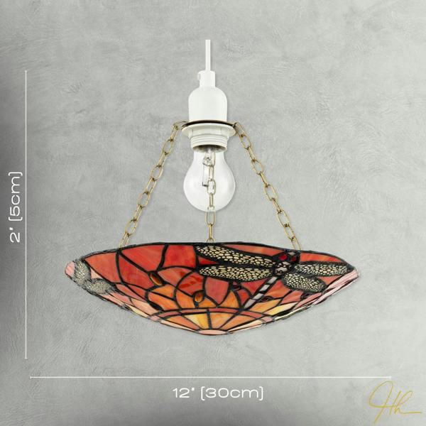 Vivid Orange and Amber Dragonfly Tiffany Glass Easy Fit Pendant Shade Image 7