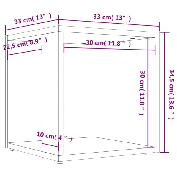 Berkfield Side Table Concrete Grey 33x33x34.5 cm Engineered Wood