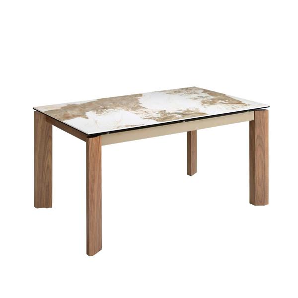 Angel Cerdá Rectangular porcelain marble and walnut extending dining table 1118
