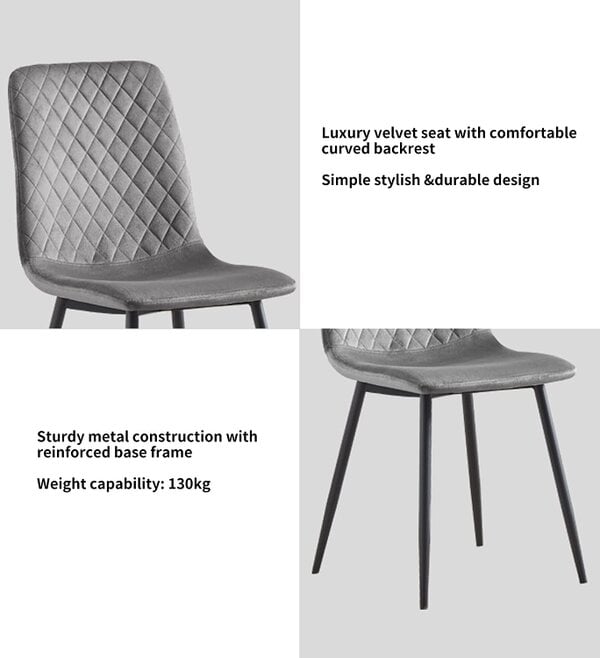 Set of 4 Velvet Fabric Dining chairs Lexi