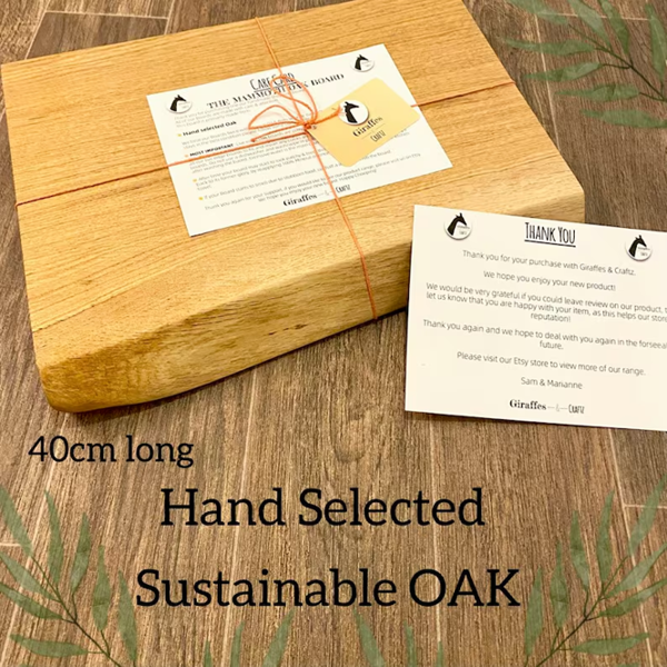 Giraffes & Craftz XL Live Edge Oak Chopping Board - James Martin style Oak Chopping & Serving Board