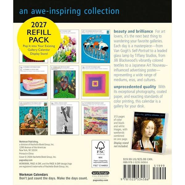 Art Gallery Refill Pack 2027, Desk Calendars, Day To View, Art, Gift